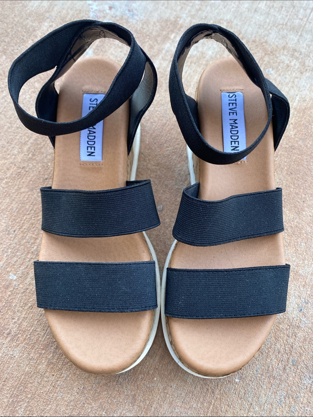Steve Madden Black Elastic Strap Platform Sandals